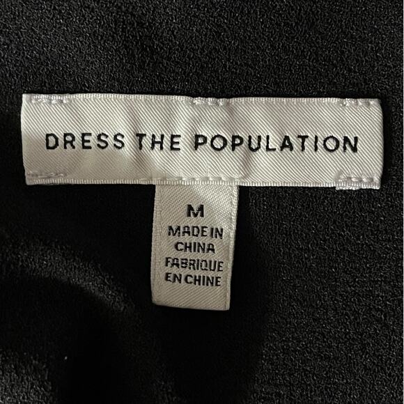 Dress the Population dress Corey Chiffon fit & flare cocktail black Medium M - Picture 6 of 7